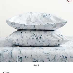 Pottery Barn King Stinson Wave Organic Cotton Duvet Cover and Euro Pillow Sham